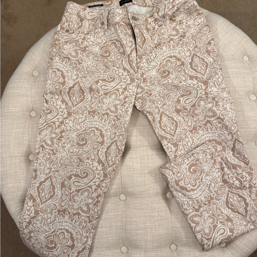 Talbots Beige and White Paisley Denims